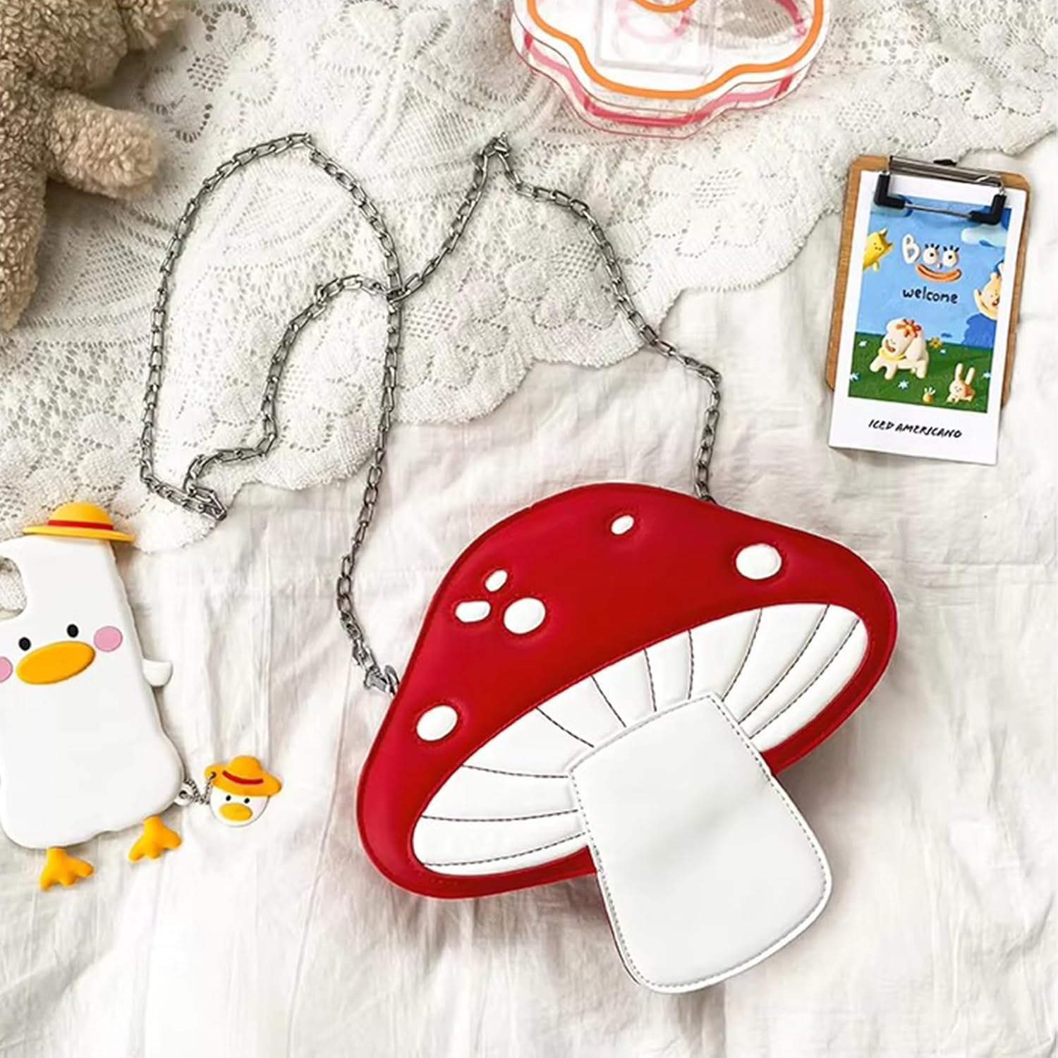 Mushroom Crossbody Purses, PU Leather Shoulder Bags with Strap, Cute Unique Purses for Women Girl, Lovely Novelty Christmas Mushroom Gifts - Image 8