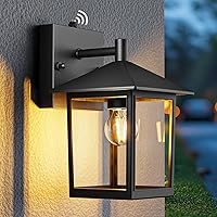 Vista 1 de zemty Iluminación exterior del atardecer al amanecer, montaje en pared, luces de porche negro mate con enchufe E26, aplique de pared exterior