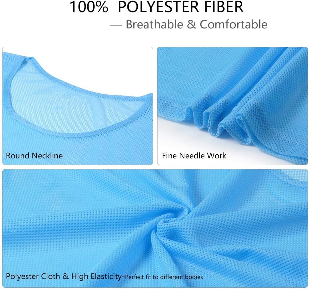 Vest, 12 Pack Breathable Mesh Training Vests Adults Jerseys Bibs (Blue) Soccer Vests For Men Adult