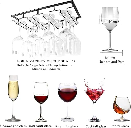 Miniatura 7 de FIAMER - Soporte para copas de vino, decoración de mesa, colgador de almacenamiento, organizador de metal para bar, cocina, 3 filas, estante de