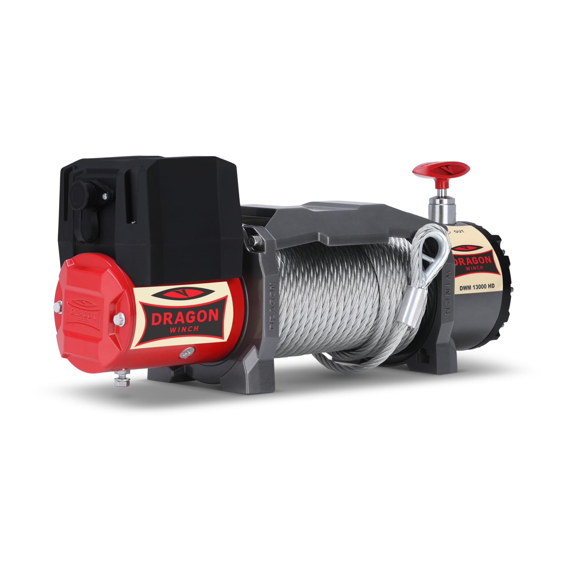 Dragon Winch Cabrestante eléctrico 12V Maverick 13000 lbs / 5897 kg con Cuerda de acero 20m Cabrestante para coche incluido control remoto inalámbrico + accesorios | Estanqueidad IP67