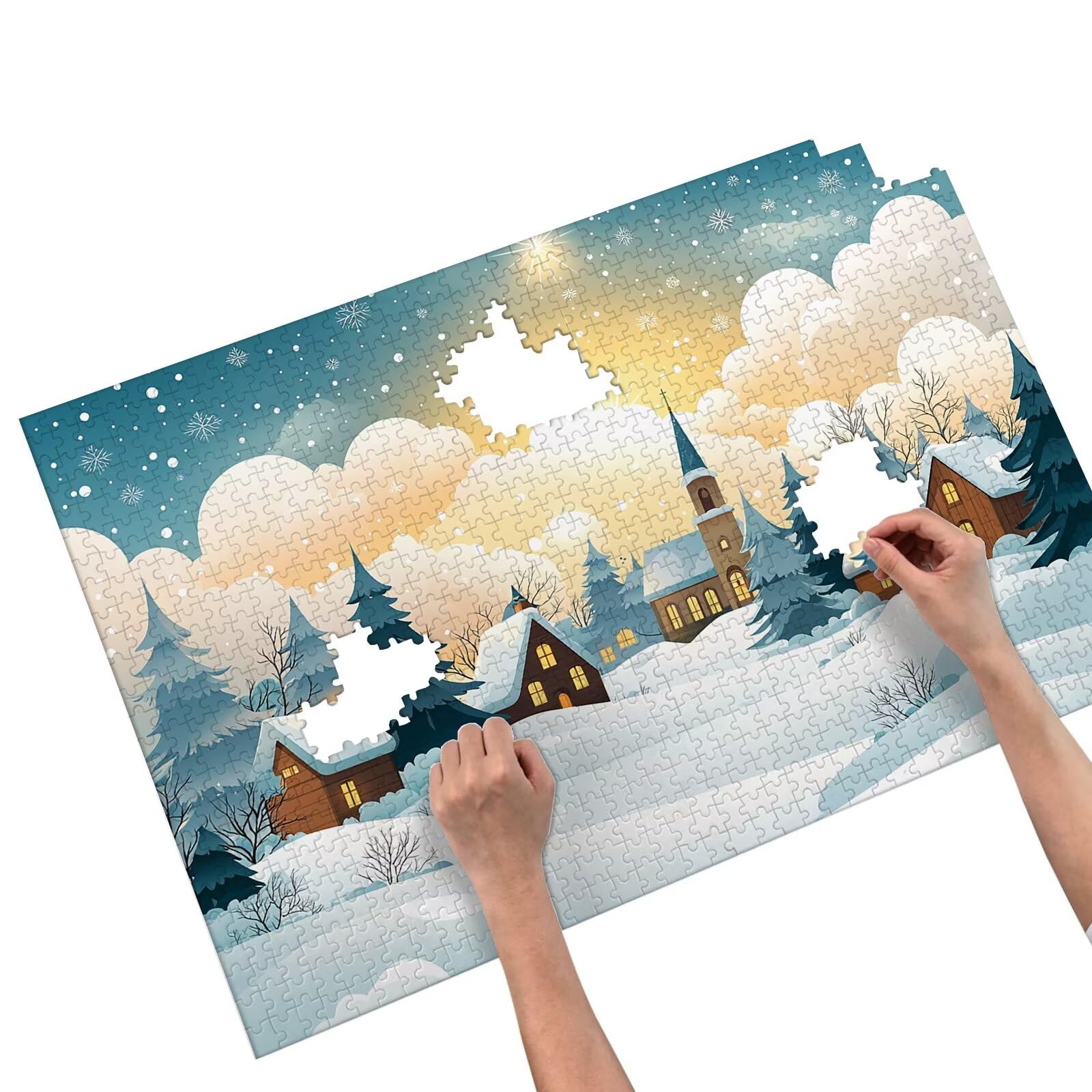 Puzzle 3000 Teile Erwachsene, Kleine Stadt Puzzle 3000 Teile mit Geschenkbox, Holzpuzzle Erwachsene mit Naturholz, Geschenke für Frauen, Geschenke für Männer, Groß Holzpuzzle für Deko Wohnzimmer, T-65