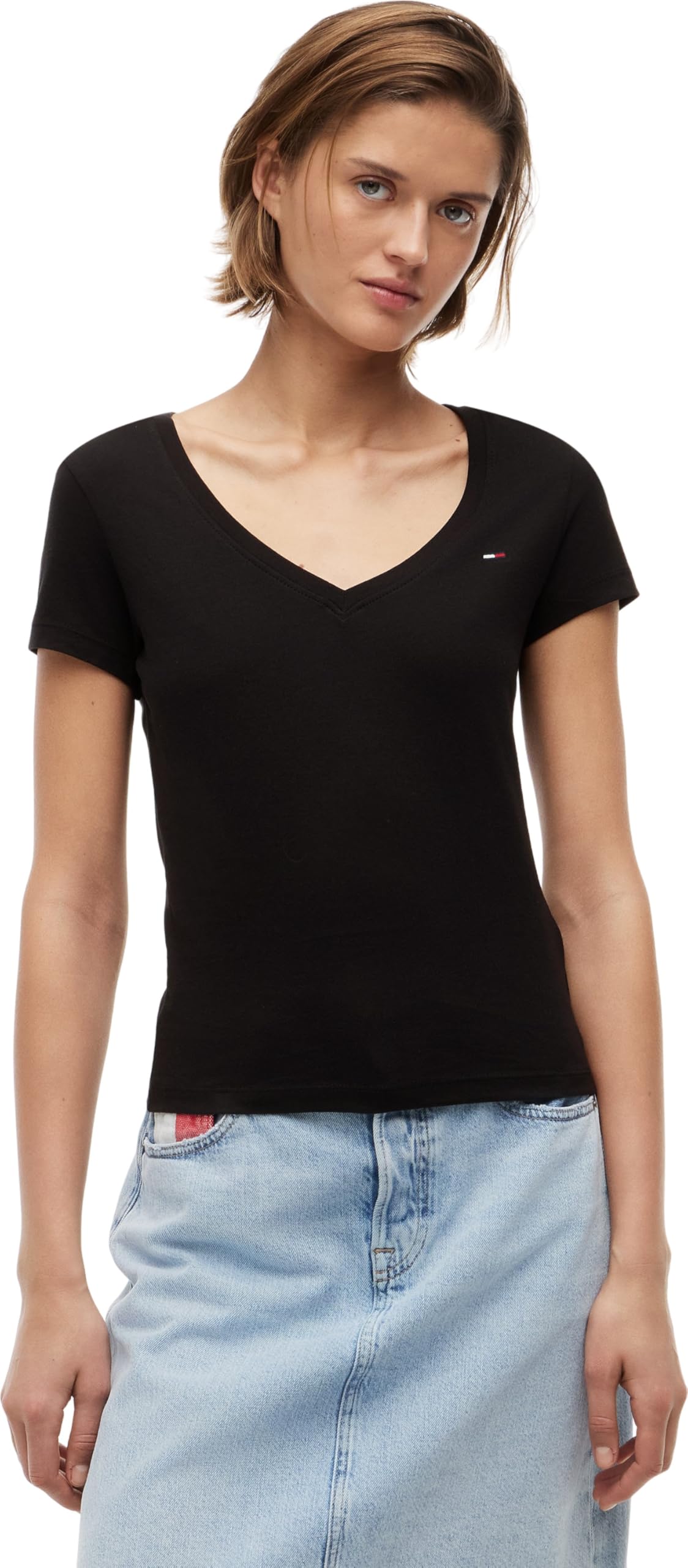 Tommy Jeans Damen 2er Pack T-Shirts Kurzarm mit V-Ausschnitt