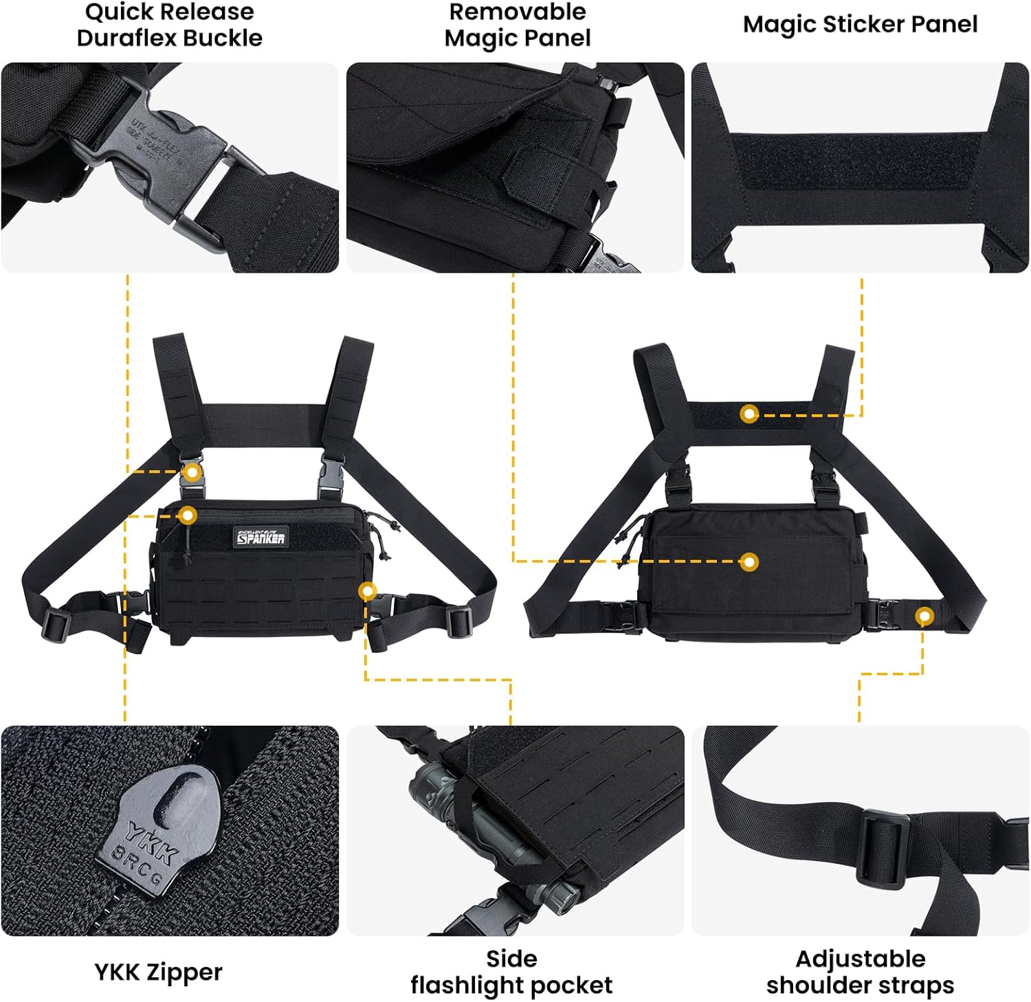 EXCELLENT ELITE SPANKER Tactical Chest Rig Pack EDC Chest Bag Molle Utility Chest Pouch for Outdoor Hunting Workouts Hiking - Image 4