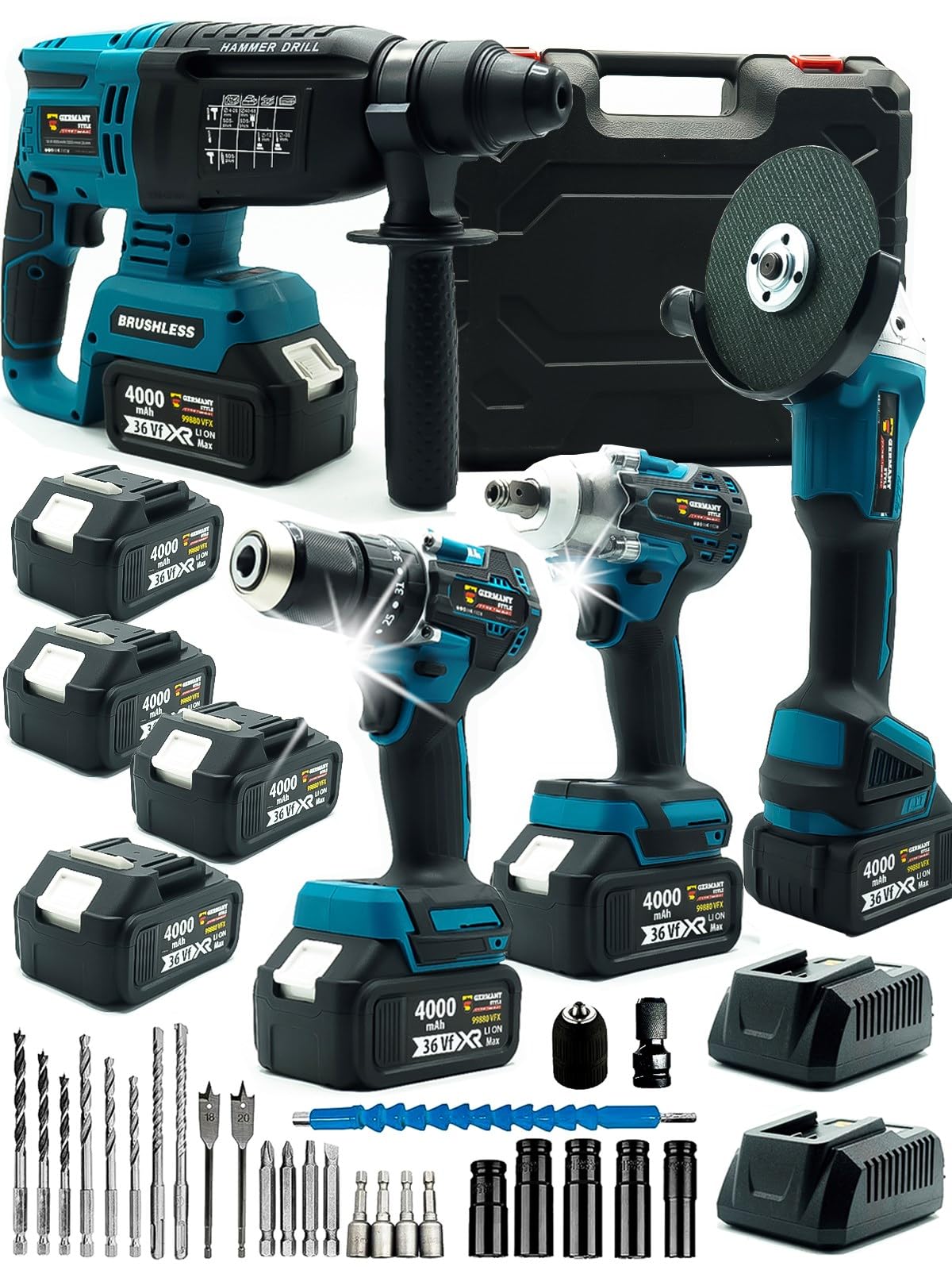 Germany Style 4 Akülü Kömürsüz Motor Matkap-Hilti-Taşlama-Bijon