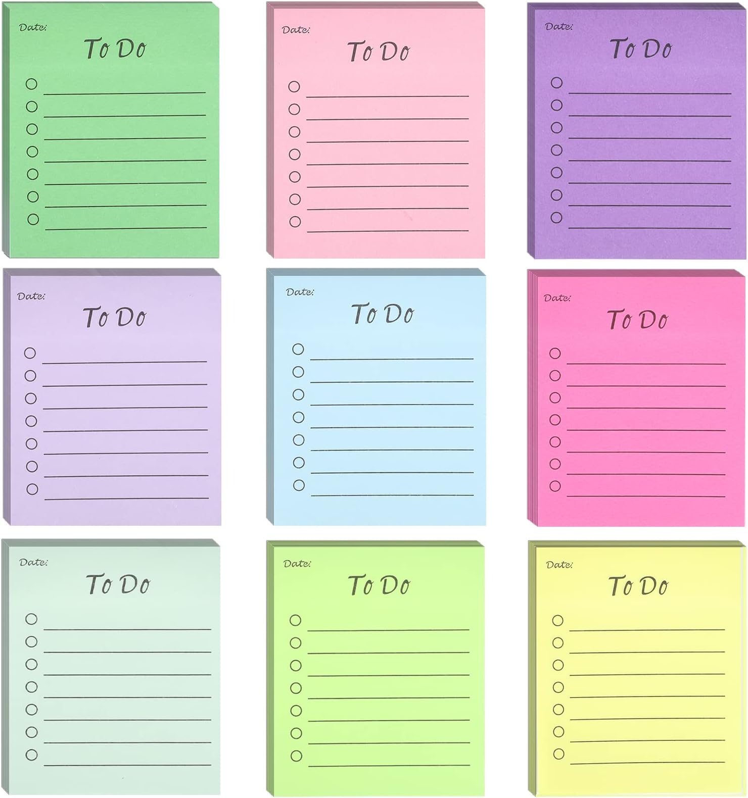 Amazon.com : 450 Sheets 9 Pads to Do List Sticky Notes, 3.5x3 in Lined ...