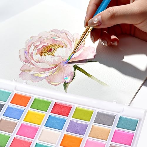 Miniatura 13 de Pintura de acuarela, juego de pintura de acuarela lavable de 48 colores con un pincel, un pincel de agua recargable y una paleta, juegos de pinturas