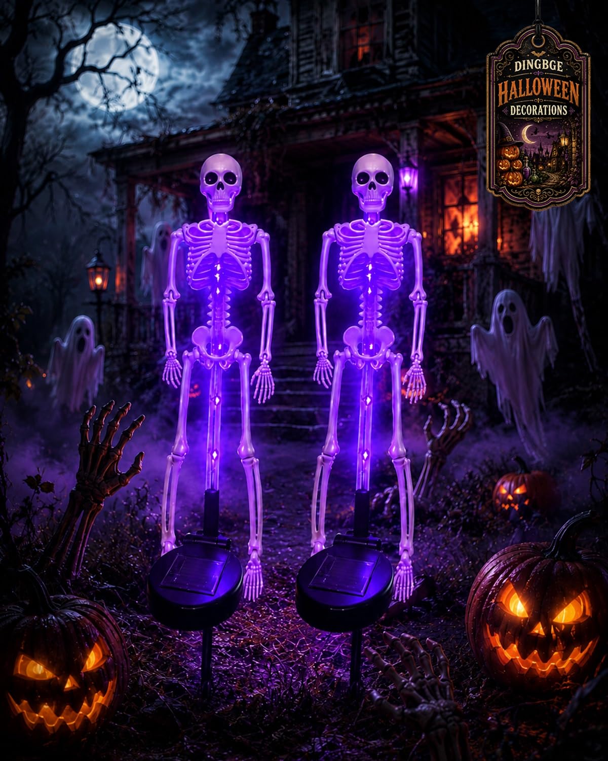 Solar Skeleton Yard Stake Halloween Decorations Waterproof Garden Light