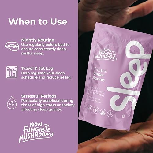 Miniatura 7 de SLEEP - Polvo de hongos de 2.12 oz (30 porciones)  Reishi orgánico y cola de pavo  El mejor polvo de hongos orgánico para dormir, alivio del estrés