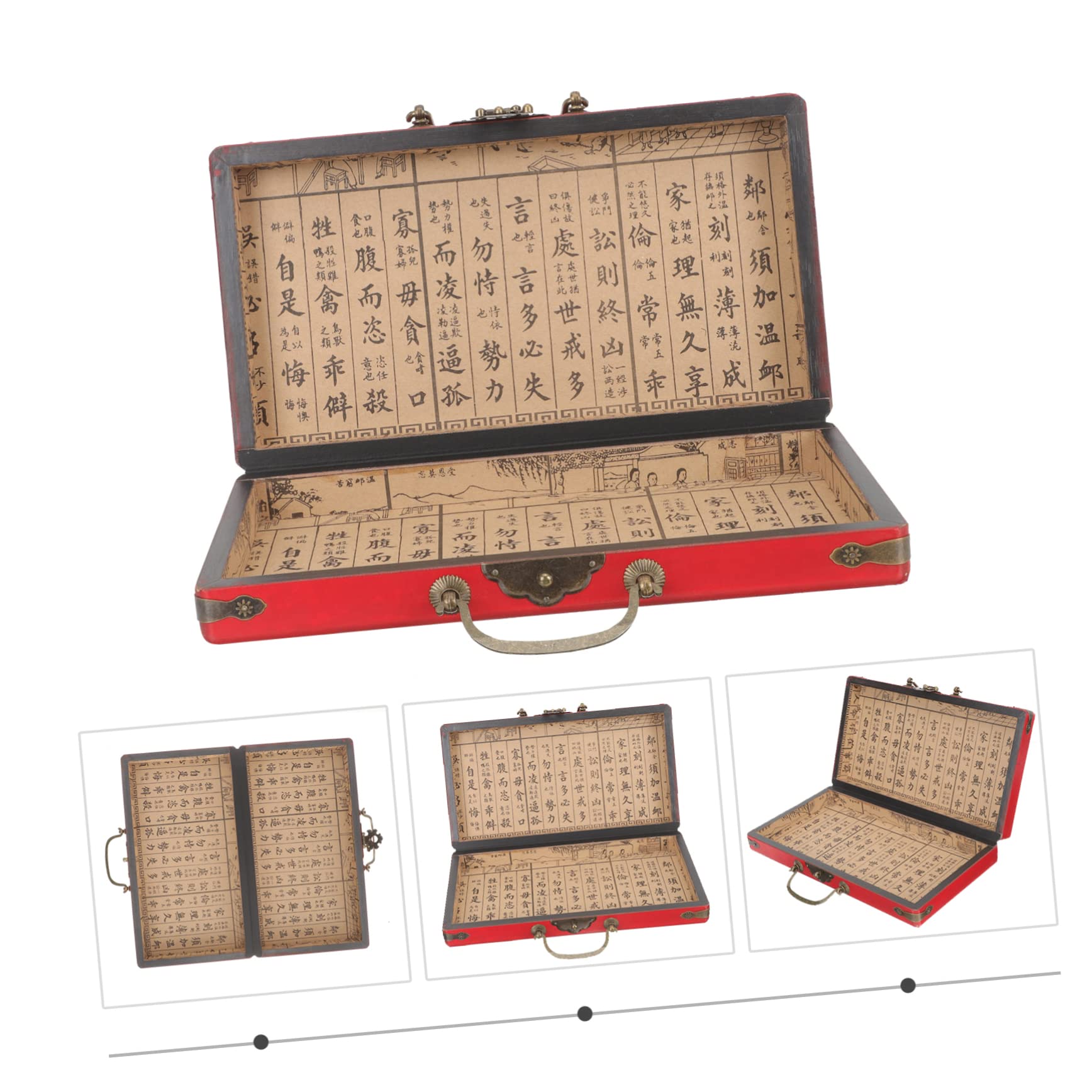 TOYANDONA Scatola in Legno per Mahjong Chiusura a Fibbia, Leggera a Tenuta Stagna, Contenitore Portatile per Tessere da Gioco in Casa o Negozi