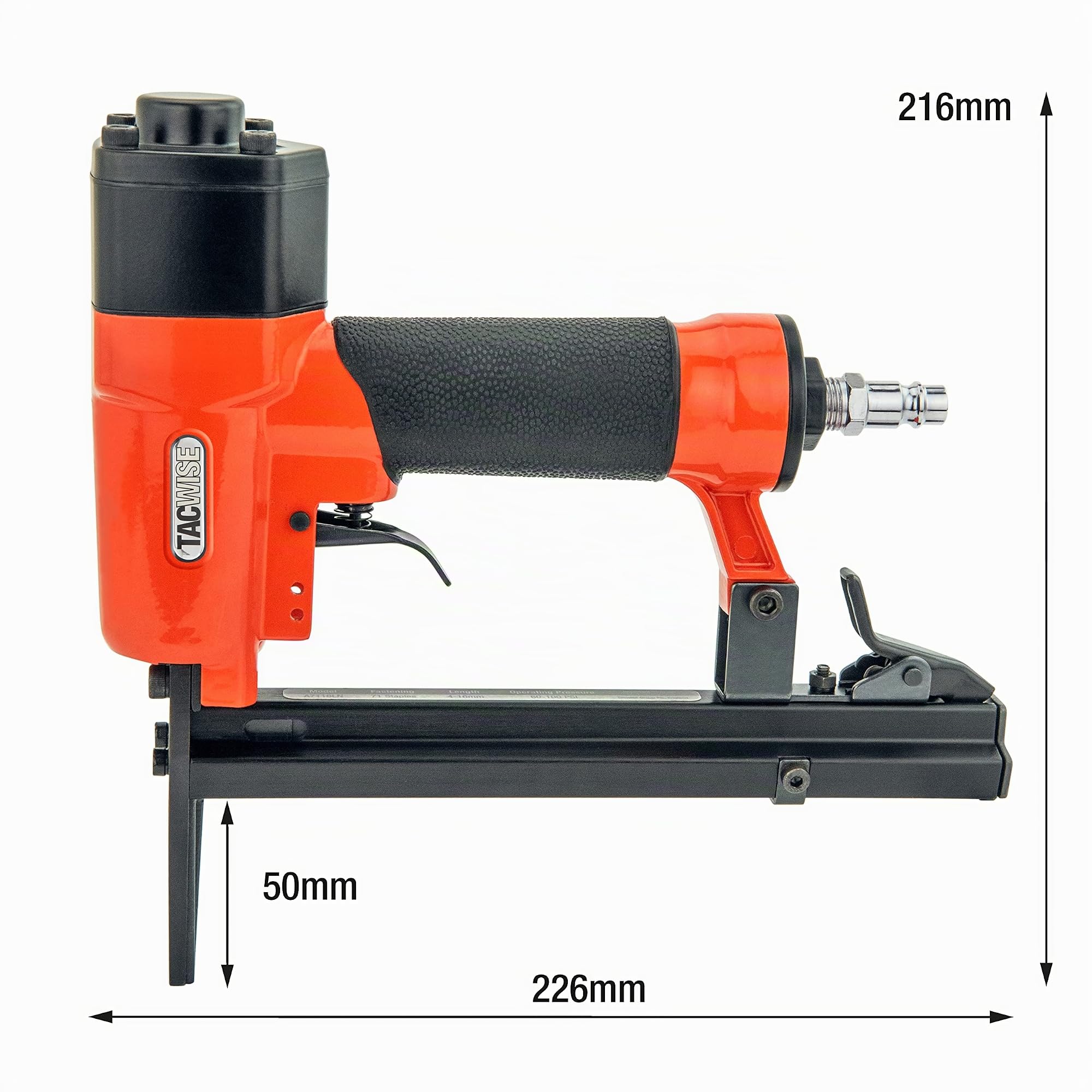 Tacwise A7116LN Graffatrice Pneumatica per Tappezzeria, Punta Extra Lunga | Utilizza Punti Tipo 71 da 4 mm a 16 mm