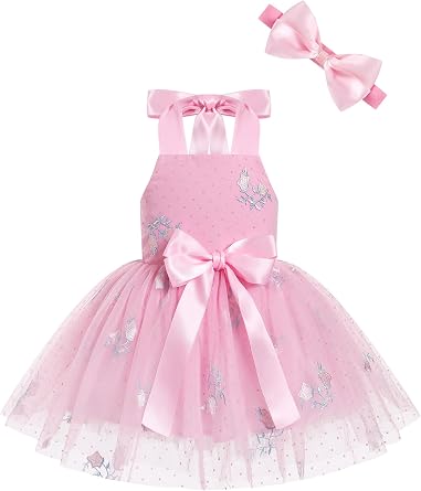 IDOPIP Baby Girls Donut Ice Cream Tutu Dress Summer Sleeveless Strap Backless Princess Birthday Party Dresses with Headwear