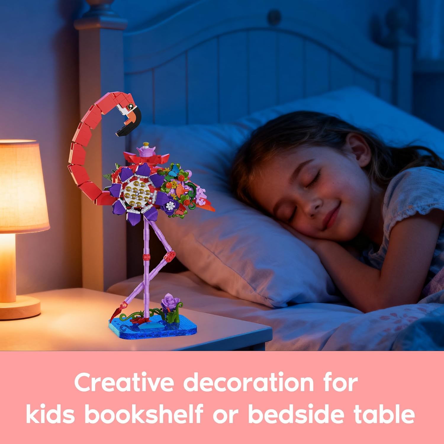 Pink Flamingo Flower Bouquet Building Set, Compatible with Lego Animal Botanical Collection – Creative Flamingo & Flower with Posable Neck and Legs, for Adult, Kids, & Flower Lovers