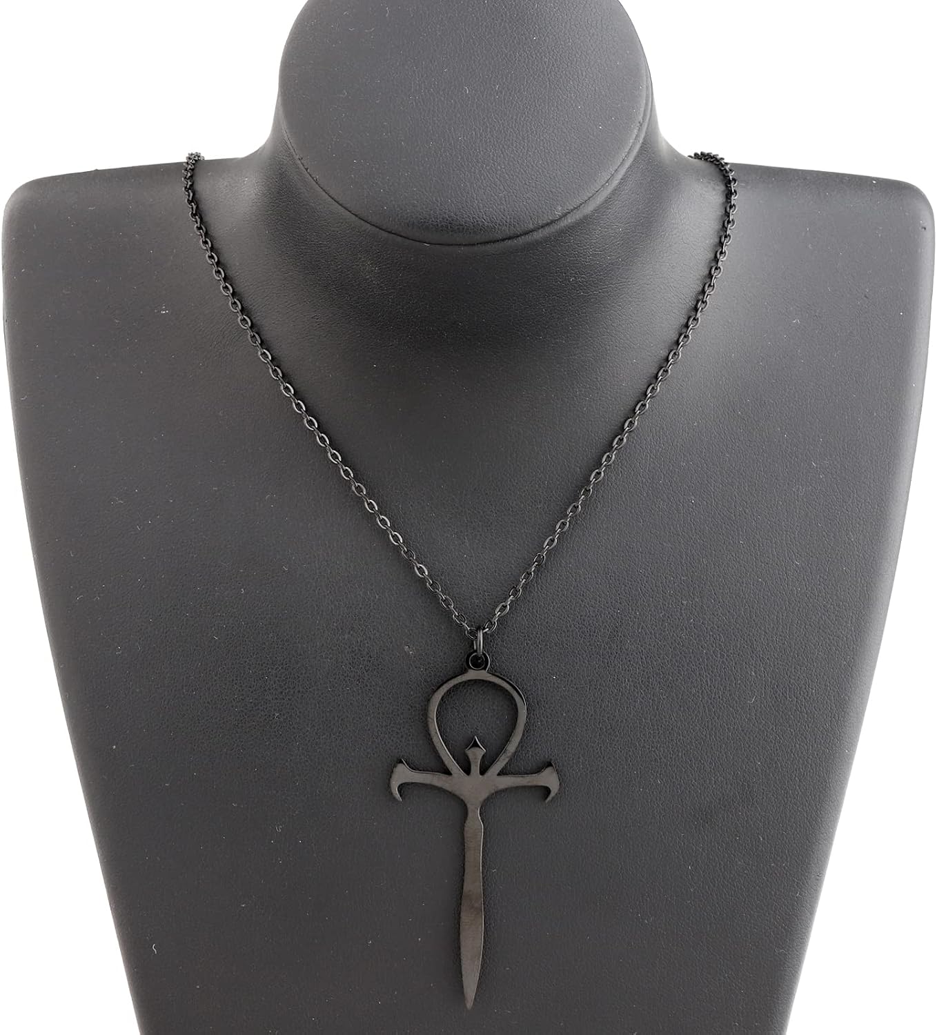 LBSBO Vampire Ankh Pendant Necklace Stainless Steel Vampire Cross Symbol Jewelry