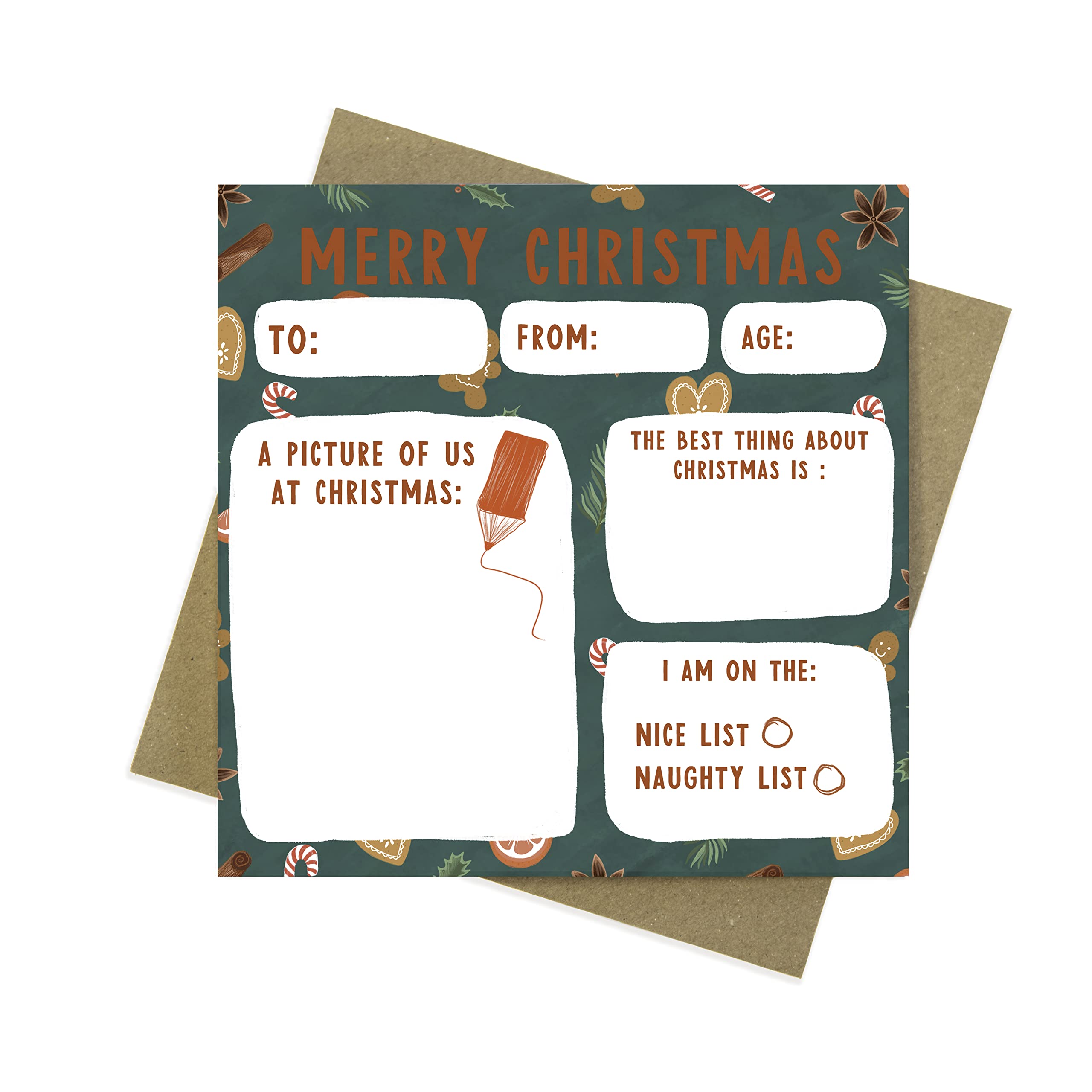 Fill in the blank christmas card for Mummy Daddy Nanny Grandparents Auntie or Uncle | Christmas crafts for kids | christmas craft colour in christmas cards (Dark Green)