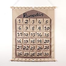 Calendrier Ramadan Avec Barre De Fixation, Calendrier Ramadan Pour Enfants Avec 30 Poches, Calendrier De L'avent Ramadan À Remplir En Tissu, Calendrier Avent Ramadan Aïd Suspendre, Ramadan Decoration