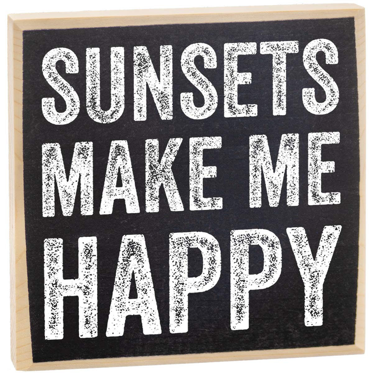 Make Em LaughDecor Wooden Sign - Sunsets Make Me Happy - Rustic Wooden Sign Wall Art - Little Signs with Sayings - Cool Home Decor Must Haves for Living Room, Bedroom for Women and Men - A Great Gift for Her