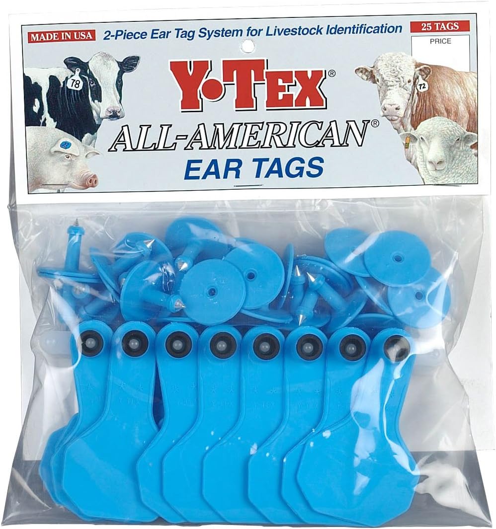 Y-Tex 2 Star Small Blank Cattle Tags 25 Count Blue