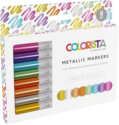 Spectrum Noir Colorista - Marcadores metálicos (8 unidades), color metálico esencial