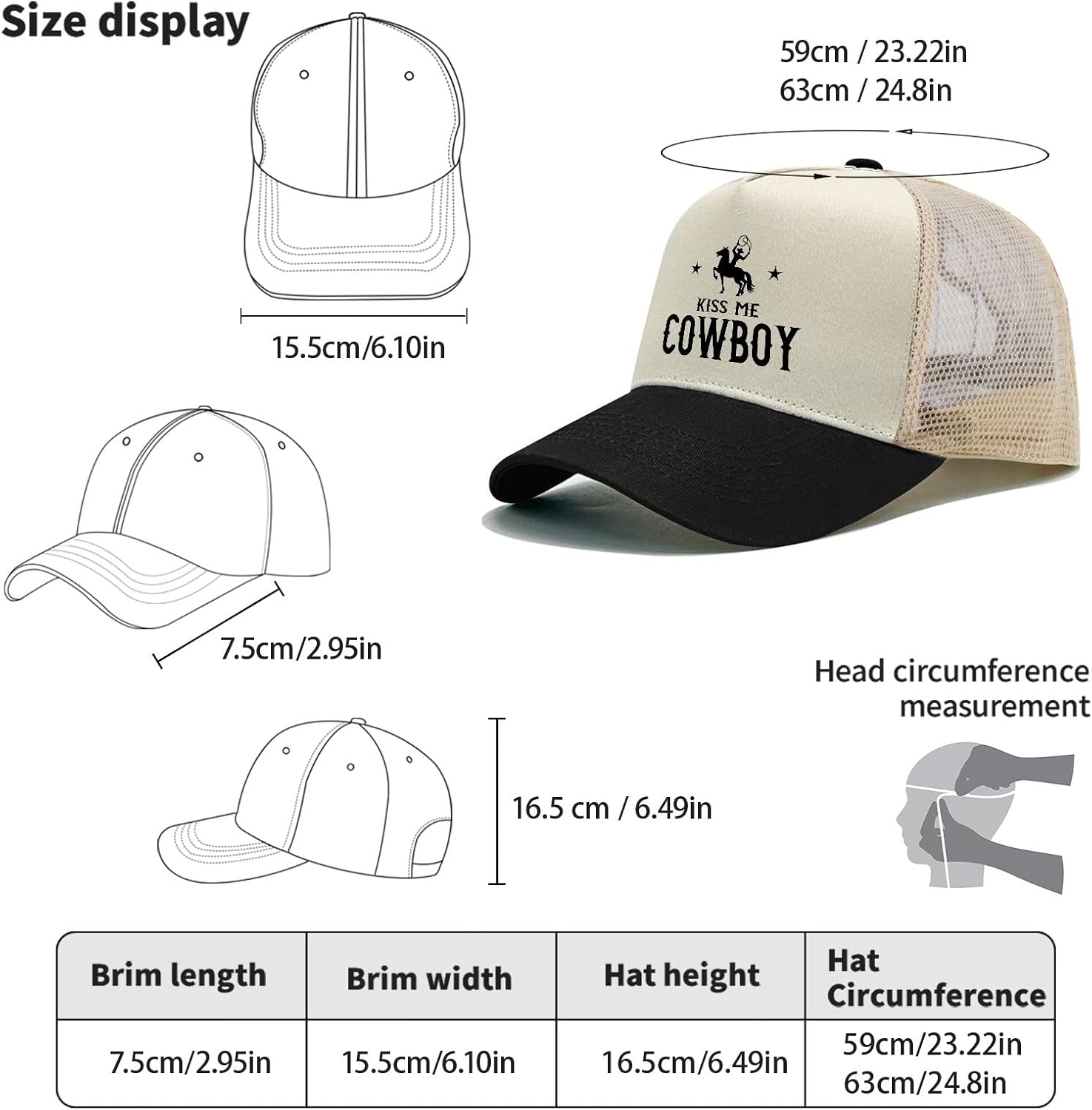 Kiss Me Cowboy Hat Funny Trucker Hats for Men Dad Hat Funny Gifts - Image 3