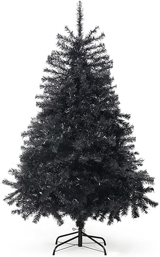 CAPHAUS Árbol de Navidad artificial negro, 4.5 pies con soporte plegable, prebisagras, 398 puntas de rama completa de alta calidad, árbol de Navidad disponible en Yaxa Peru