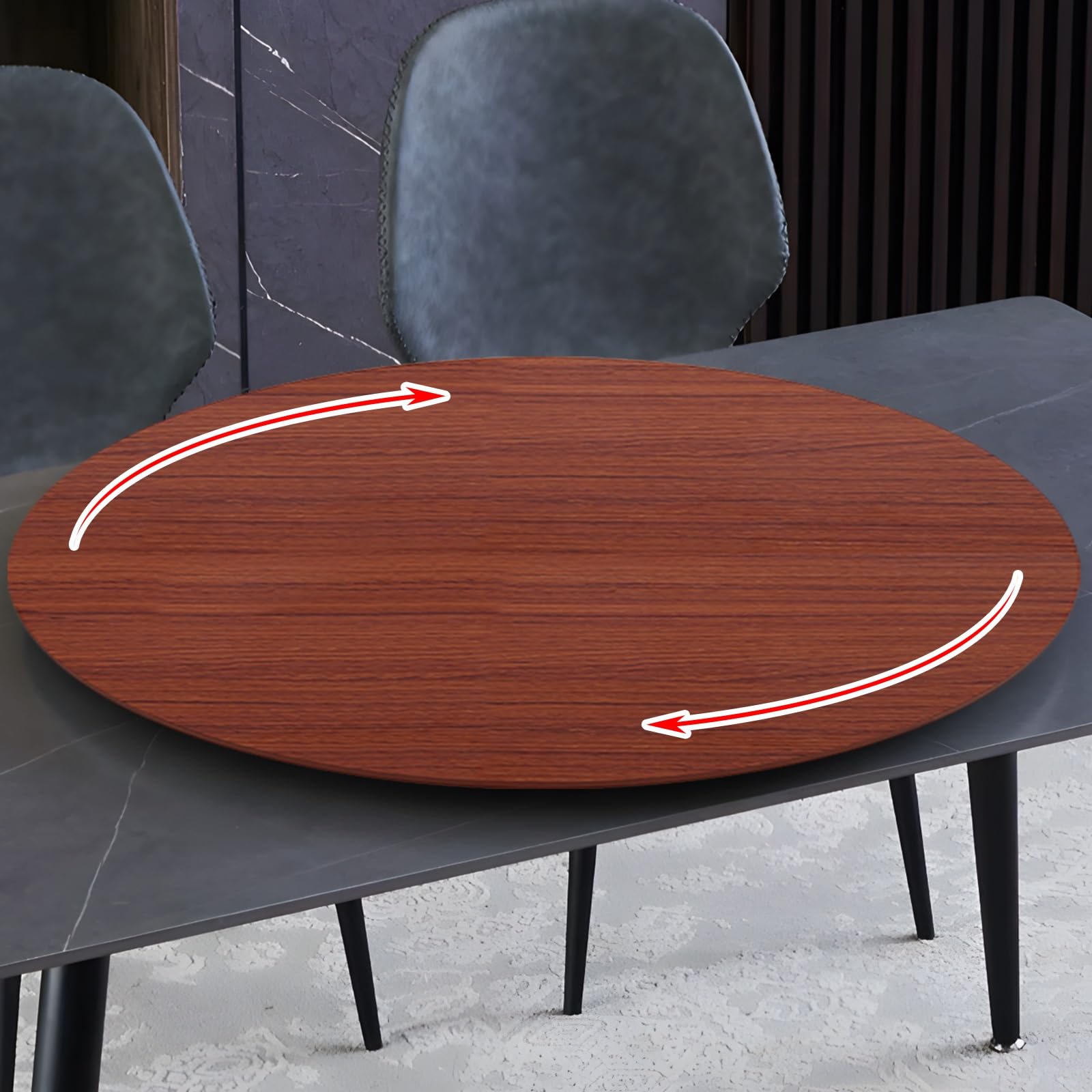 Bambus Lazy Susan obrotowa drewniana deska do wędlin, okrągła, do półek kuchennych, spiżarni, blatów, stołów, sekwoi, 50 cm