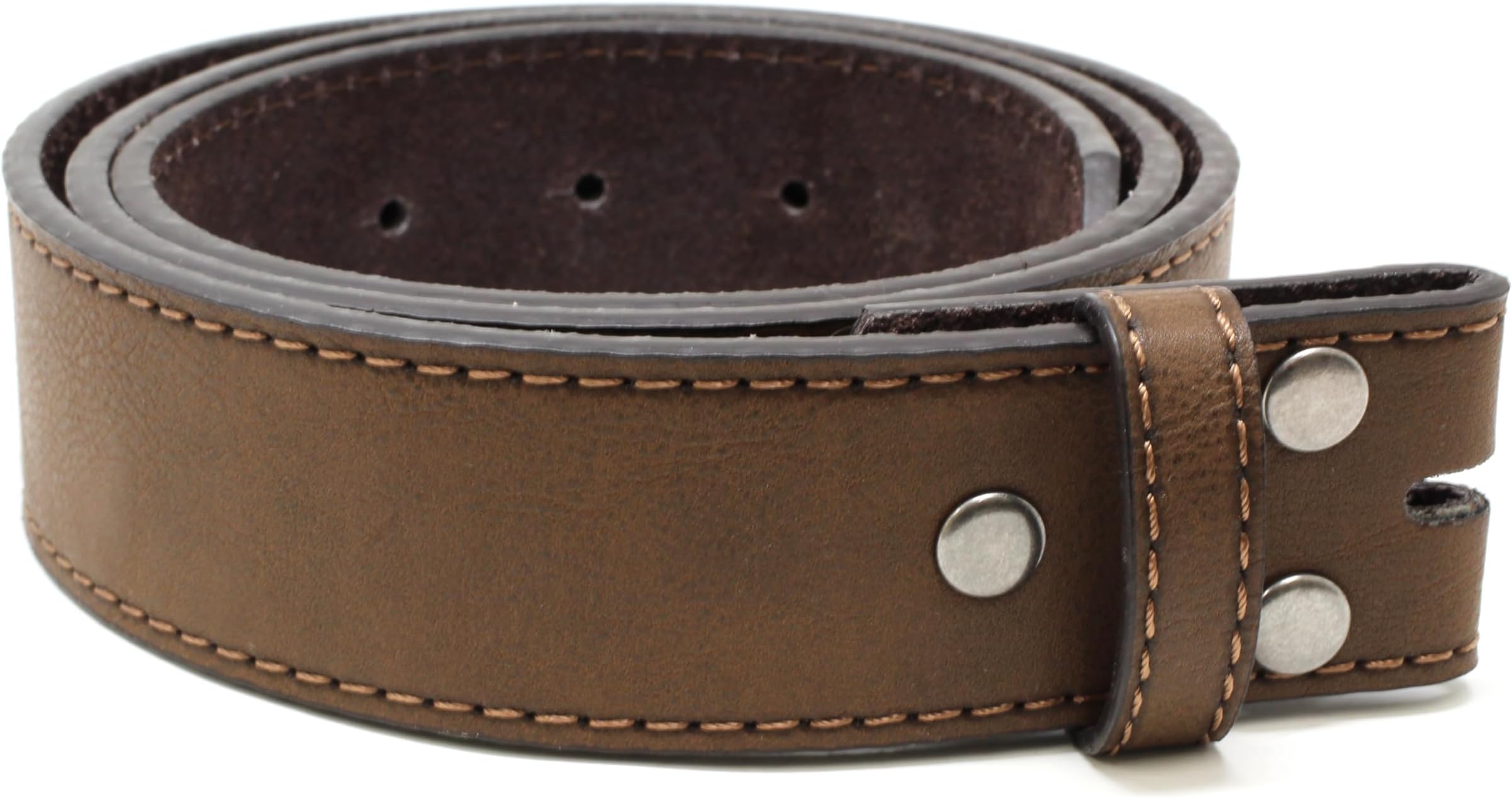Leather Belt Strap with Vintage Distressed Texture 1.5" Wide with Snaps and without Buckle