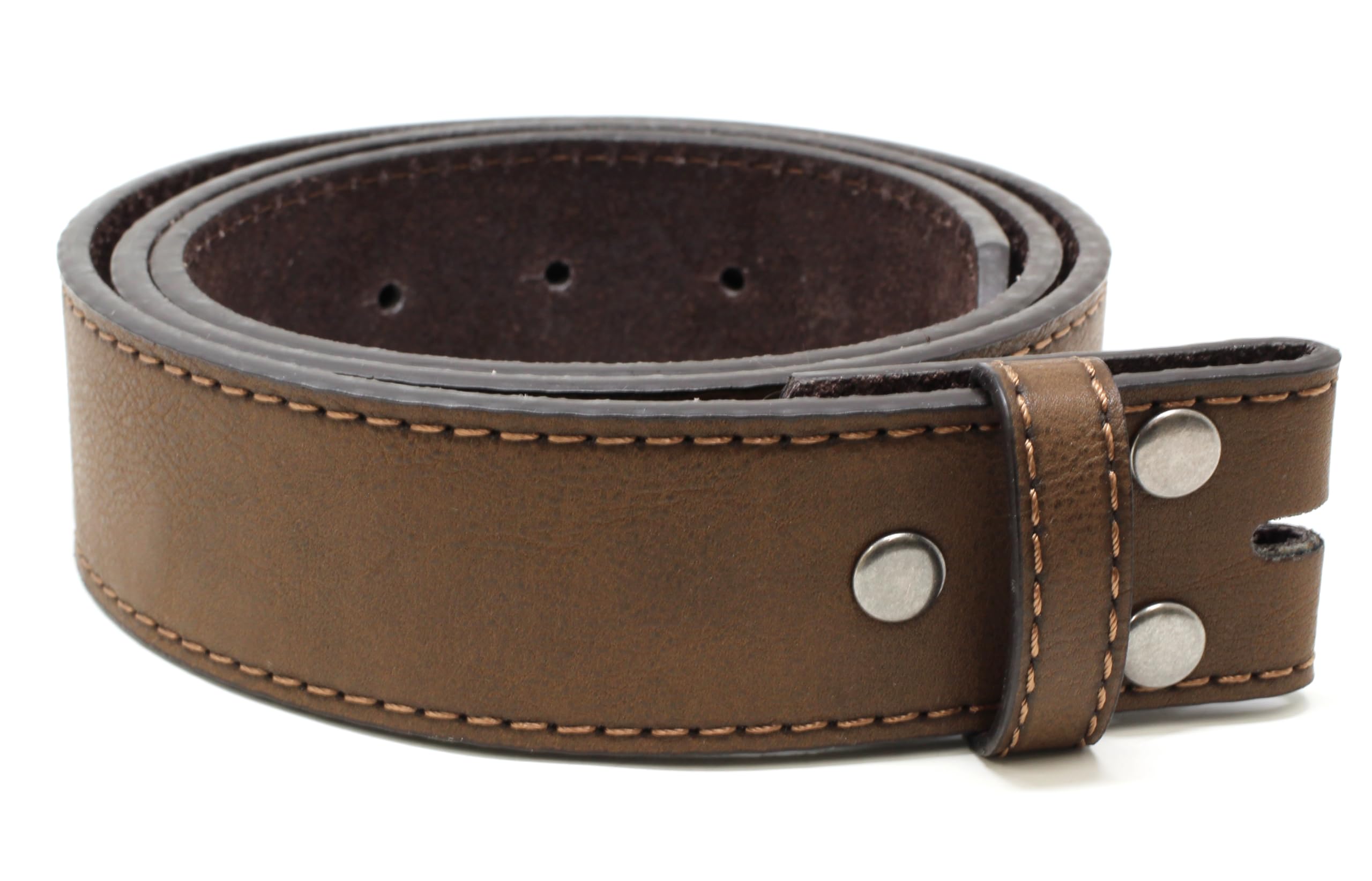 Sponsored Ad - BC Belts Leather Belt Strap with Vintage Distressed Texture 1.5" Wide with Snaps and without Buckle