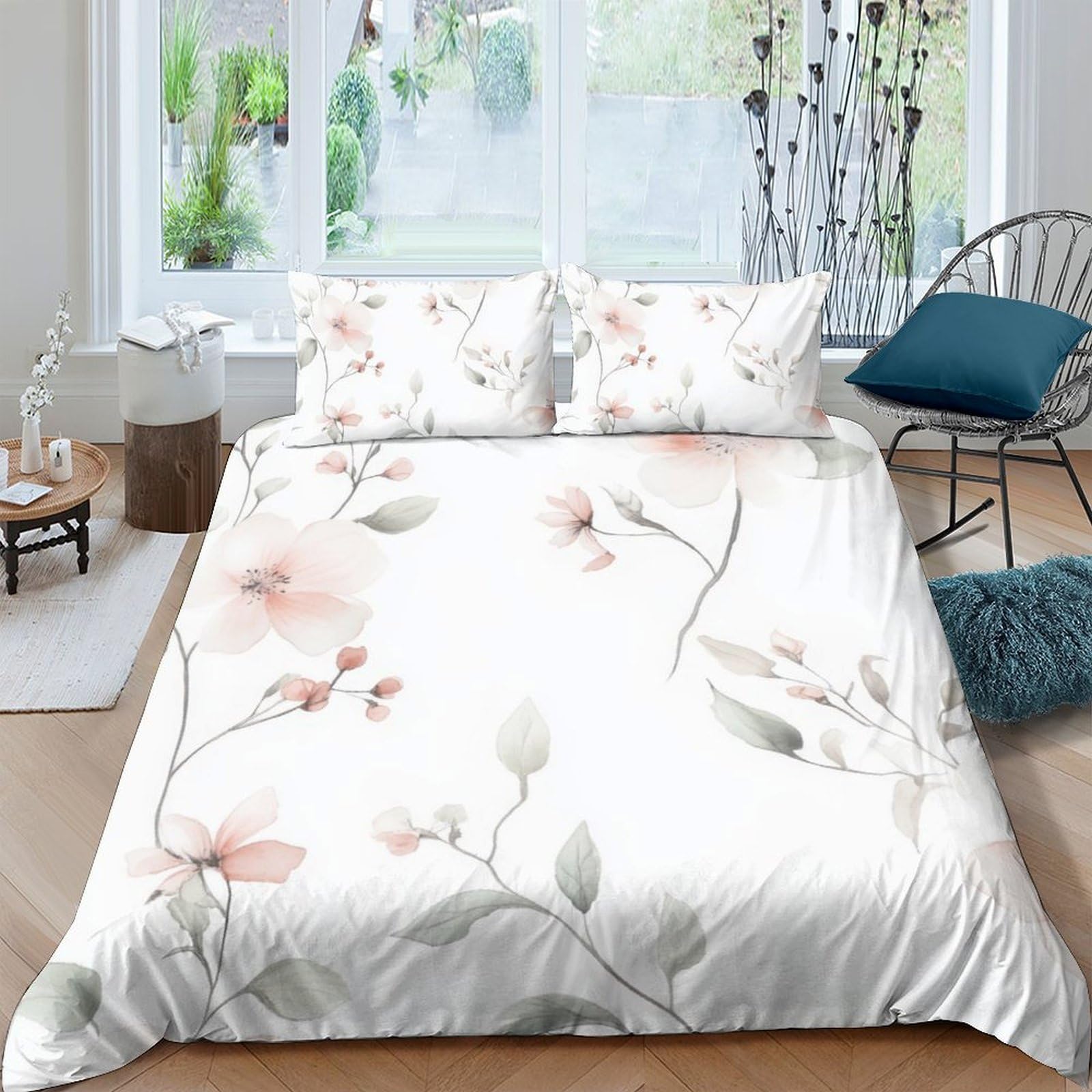 Ctjqhvkz Style-10 3D Printed Floral Blossom Fitted Sheet Microfiber Soft Bedroom Decor Pastel Branch Mattress Cover For Home Dorm Single（135X200cm）