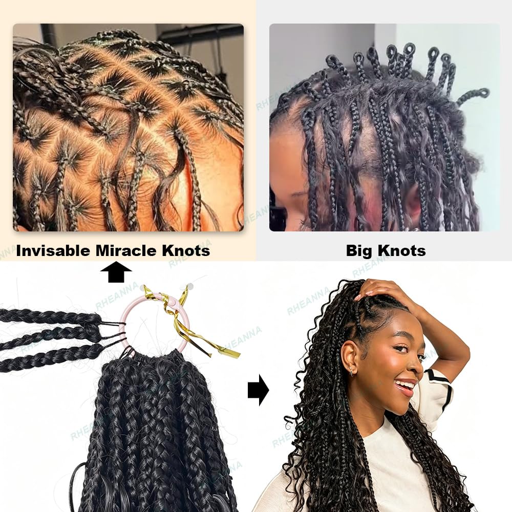Knotless Crochet Boho Box Braids Human Hair 18inch image 4