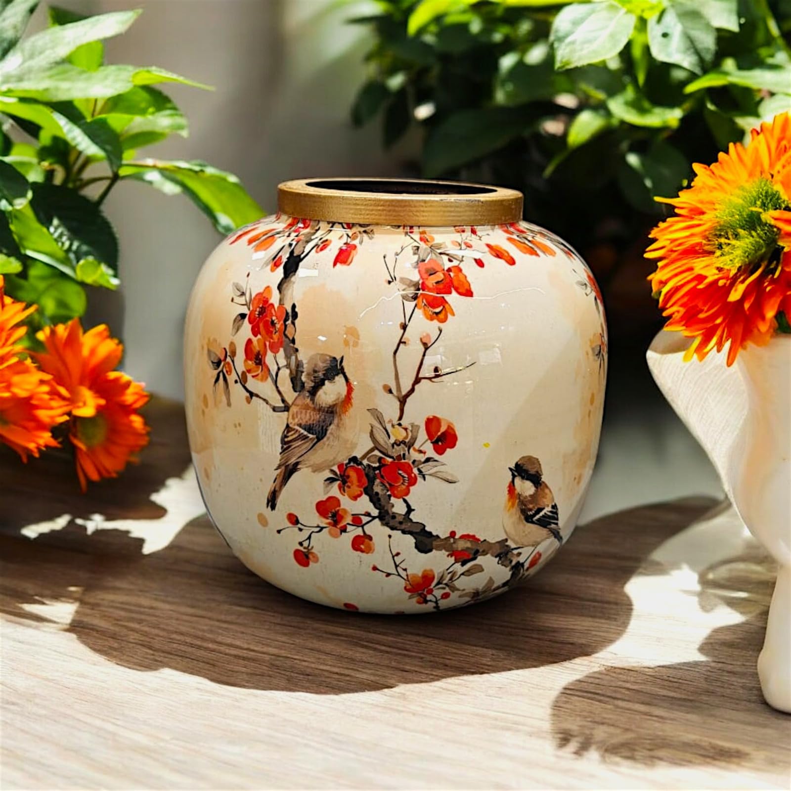 Metal Colour Flower Vase Meena Work Decorative Accent Flower Pot Artifacts Home Unbreakable Center Table Top Shelf Showcase Console Living Room Decor (Passer Joy)-image-34