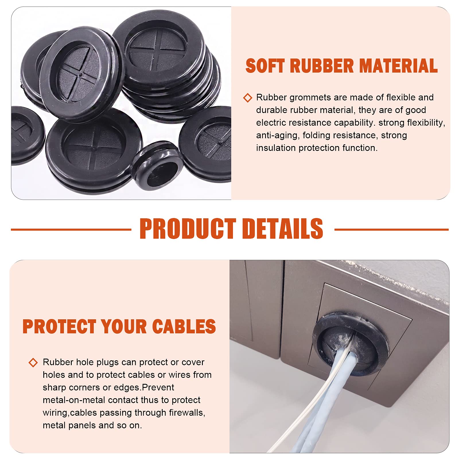 HEVSTIL Lot De 10 œillets En Caoutchouc Pour Pare-feu 25mm - Double Face, Protection Fils Auto - Diamètre Extérieur 38mm, Trou 32mm