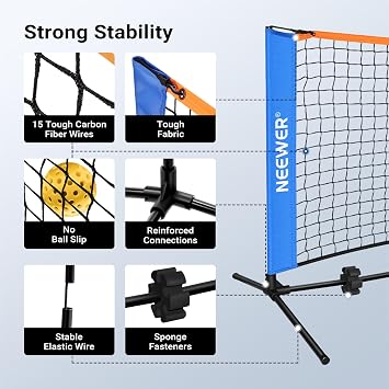NEEWER Wide Pickleball Net, Small Portable Foldable Driveway Equipment Accessories for Indoor Outdoor Pickle Ball Training & Practice, No Tools Required