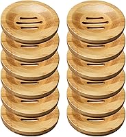 Vista 1 de 12 jaboneras de bambú, bandeja de jabón de madera, soporte para barra de champú, soporte para barra de jabón para baño, cocina (redondo)