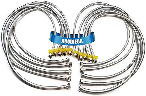 Miniatura 8 de Línea de conector de suministro de agua de inodoro, acero inoxidable trenzado, línea de suministro de grifo de alta calidad de 71 pulgadas, rosca de
