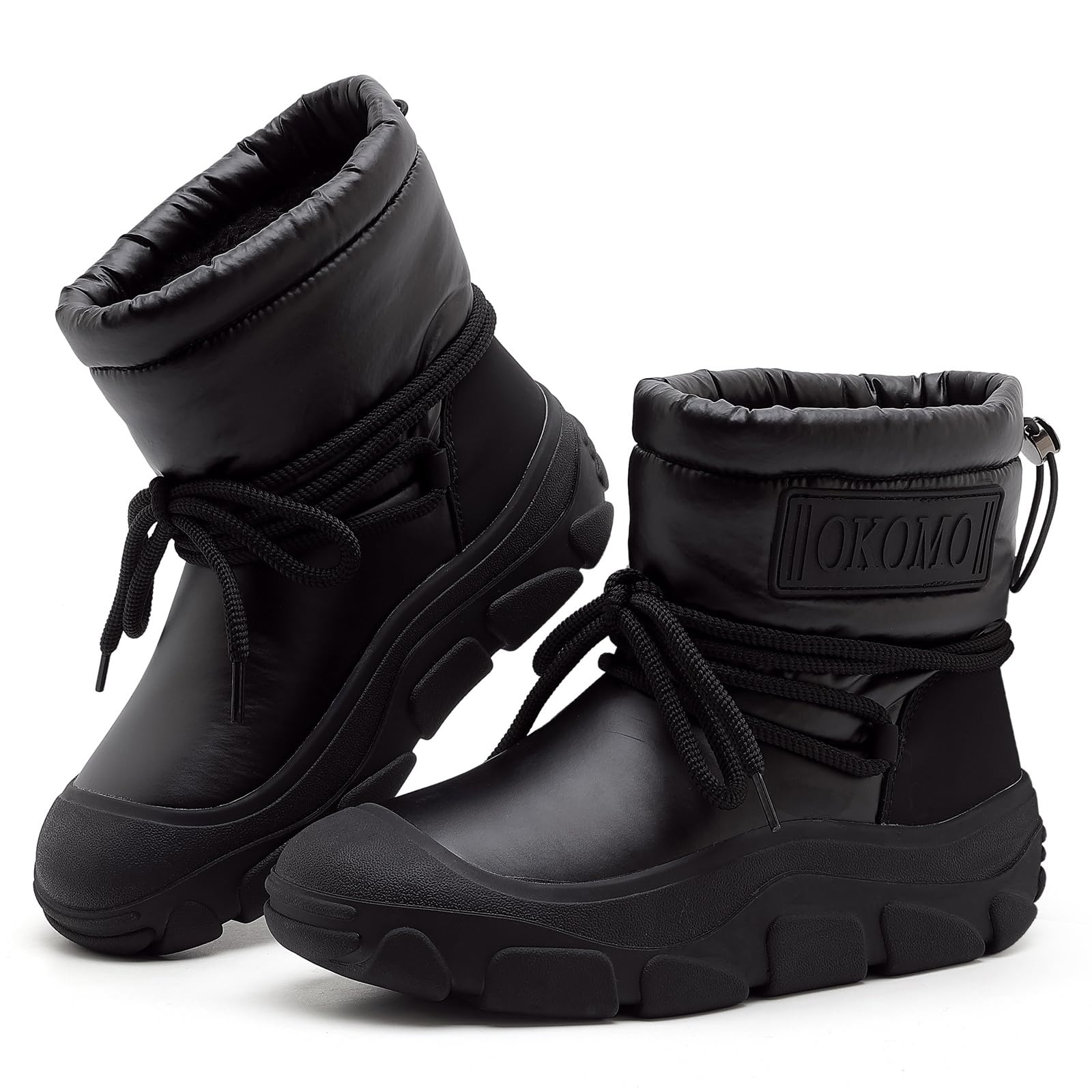 OKOMO Womens Winter Snow Boots Waterproof Insulated Ankle Booties with Warm Fur Lining for Outdoor Comfort