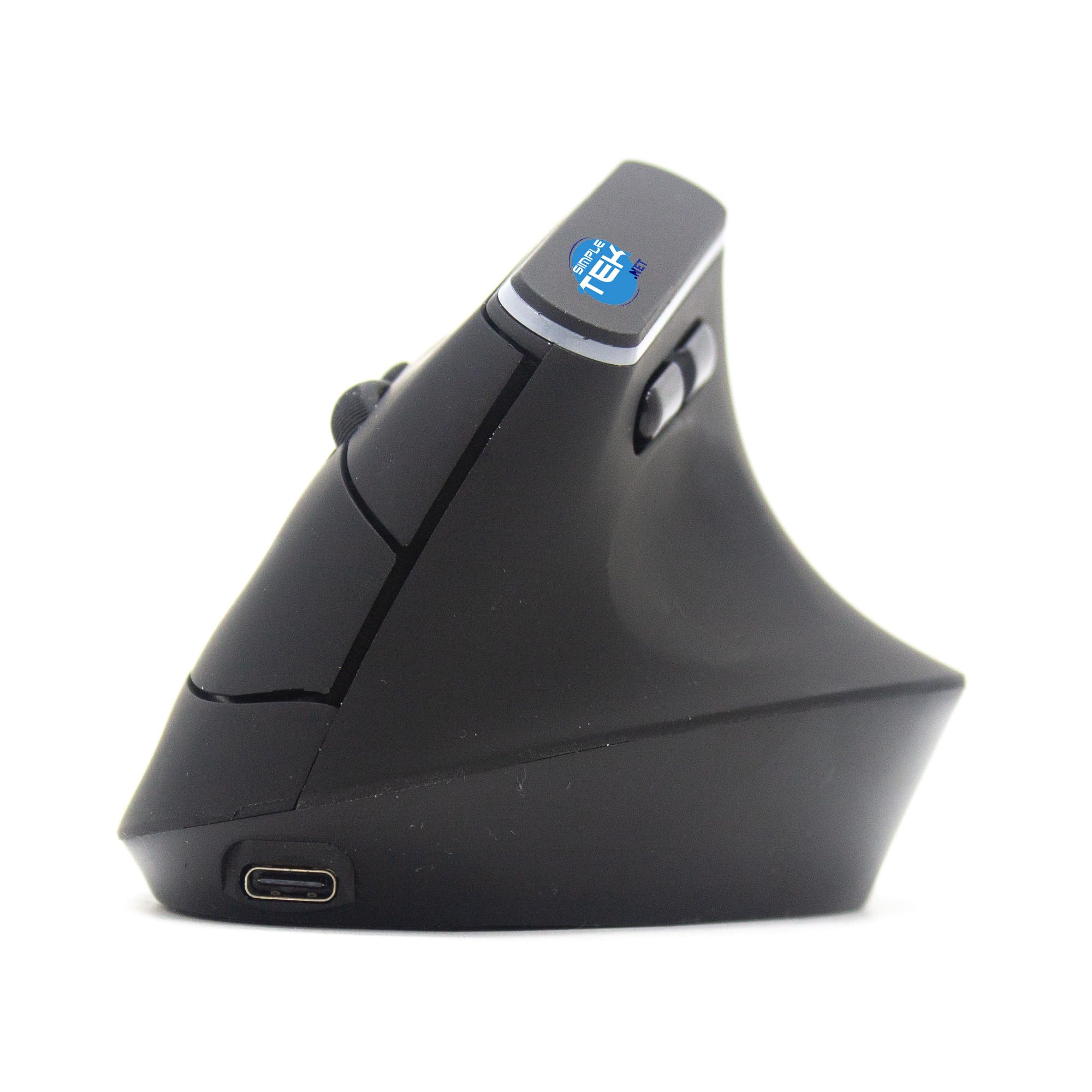 SIMPLETEK - Ergonomische kabellose vertikale Maus - Bluetooth und 2,4 GHz Wireless - RGB-Beleuchtung - Wiederaufladbar mit integriertem Akku - Schwarz