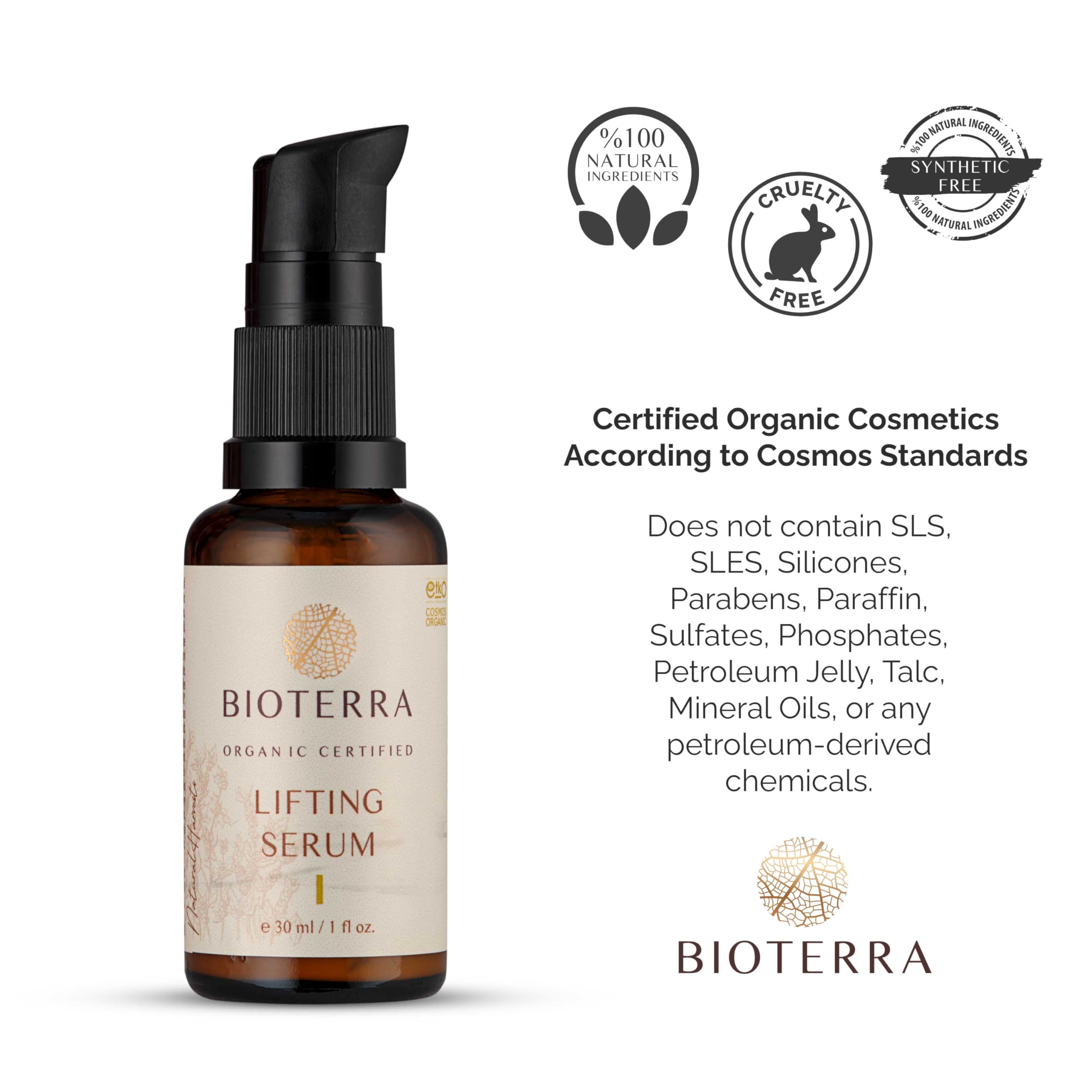 Bioterra Organic Lifting Serum, Rejuvenation & Antioxidants, Firming Face Serum for Fine Lines & Wrinkles Natural - Image 4