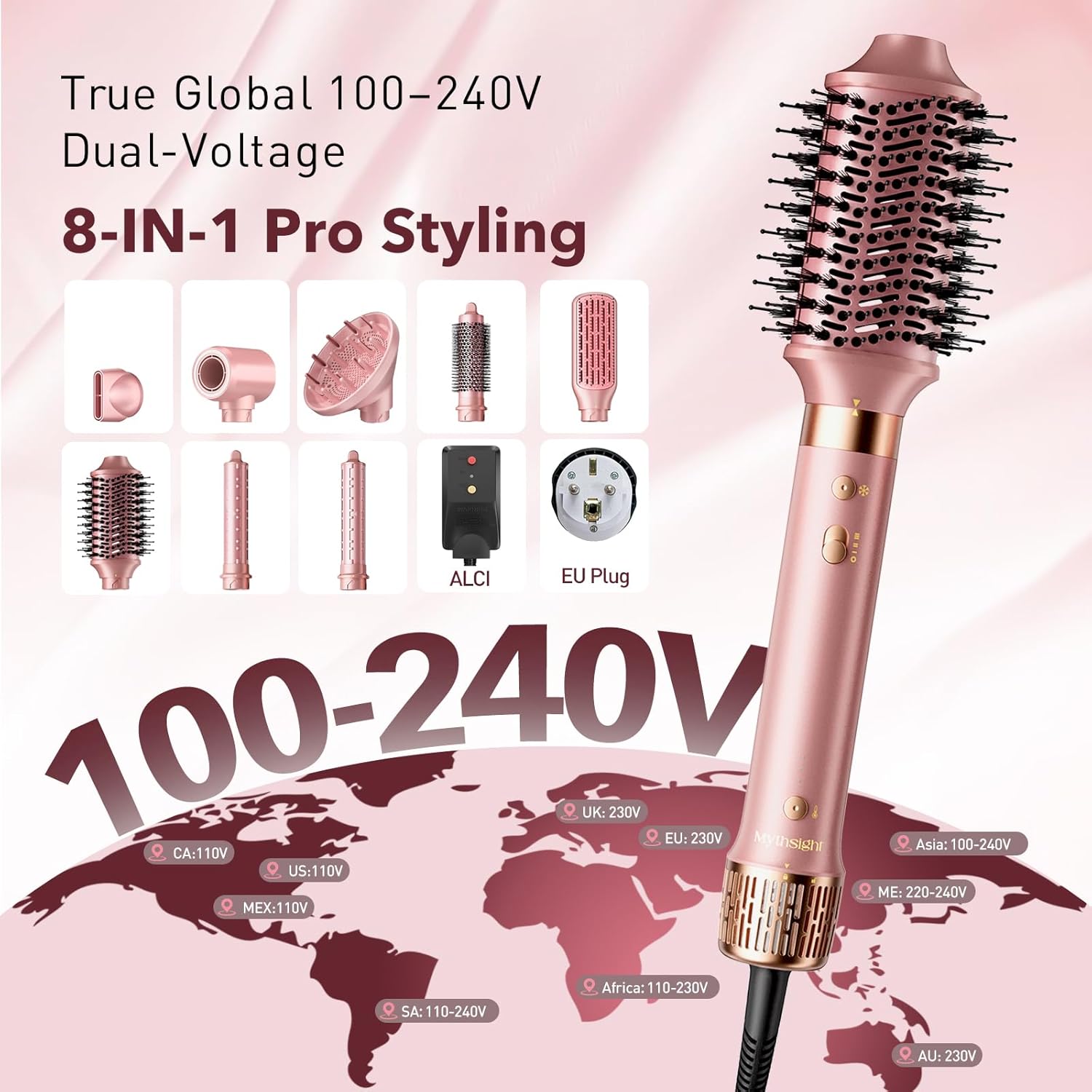 Dual Voltage StyleVibe 8-in-1 Air Styler, Hair Dryer & Blow Dryer Brush with Travel Case - Auto Wrap Curls (L/R), Fast Drying, Thermal Brush for Blowouts & Frizz-Free Volume, No Heat Damage - Image 4