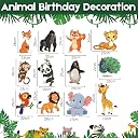 FI - FLICK IN 70 pcs Jungle Theme Birthday Party Decorations Safari Animals Cutouts Decoration 1st Birthday Decoration Items for Boys Animal Theme Party Decorations (Pack of 70,Multicolor) gallery image
