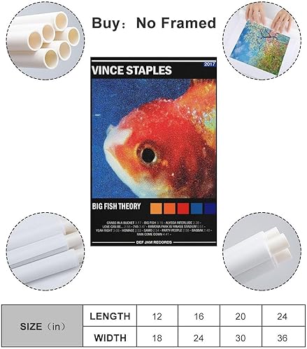 Miniatura 2 de BATTTX Vince Staples - Póster en lienzo con diseño de teoría de peces grandes, pintura decorativa para pared, sala de estar, dormitorio, decoración,