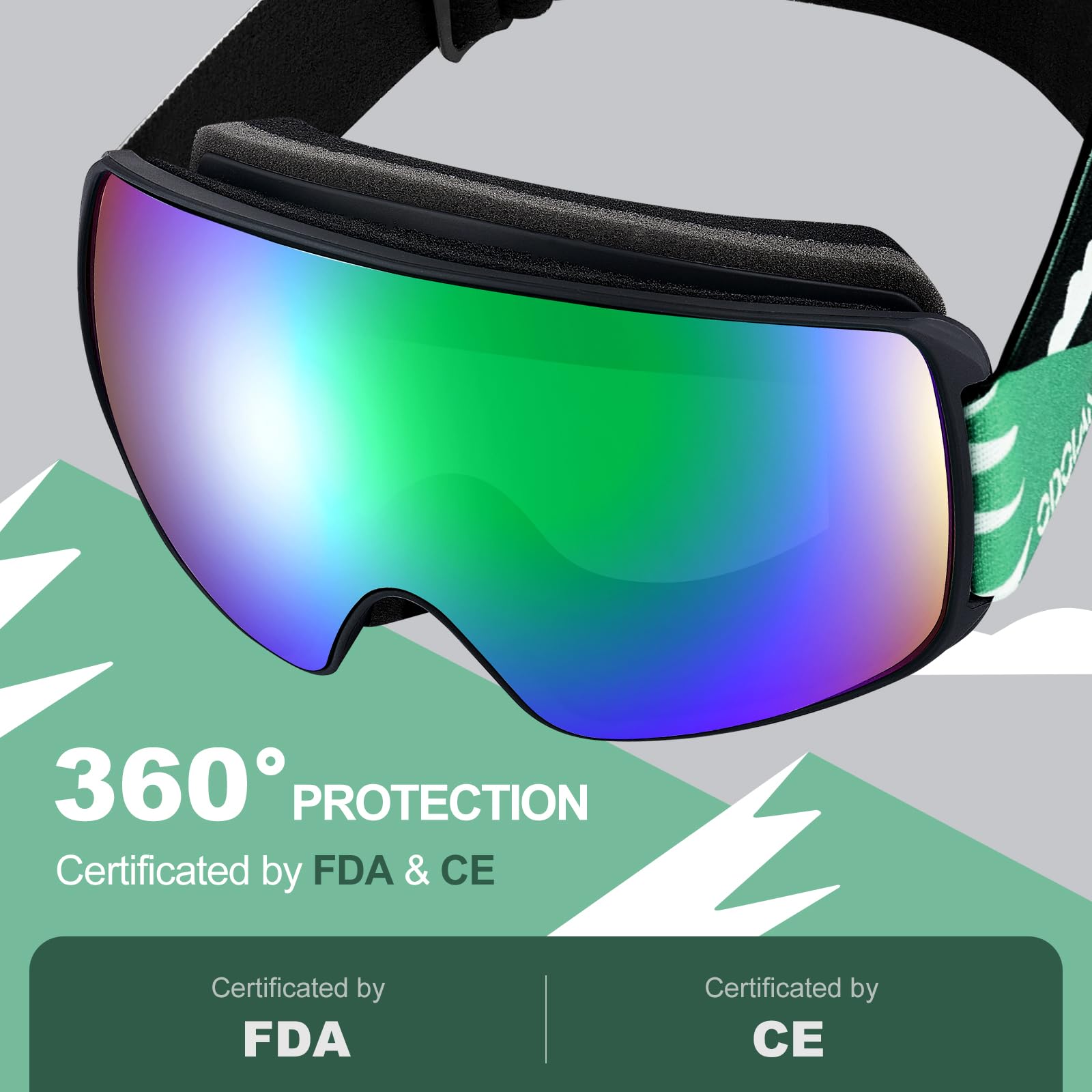 Odoland Lunettes de Ski Enfants Anti-UV400 Anti-Buée OTG Sphérique