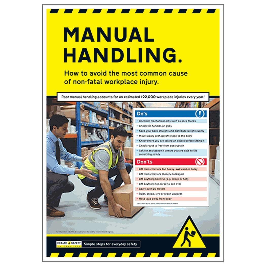 V Safety in Practice - Manual Handling A2 Poster - 420 x 594 mm - Standard Safety Sign