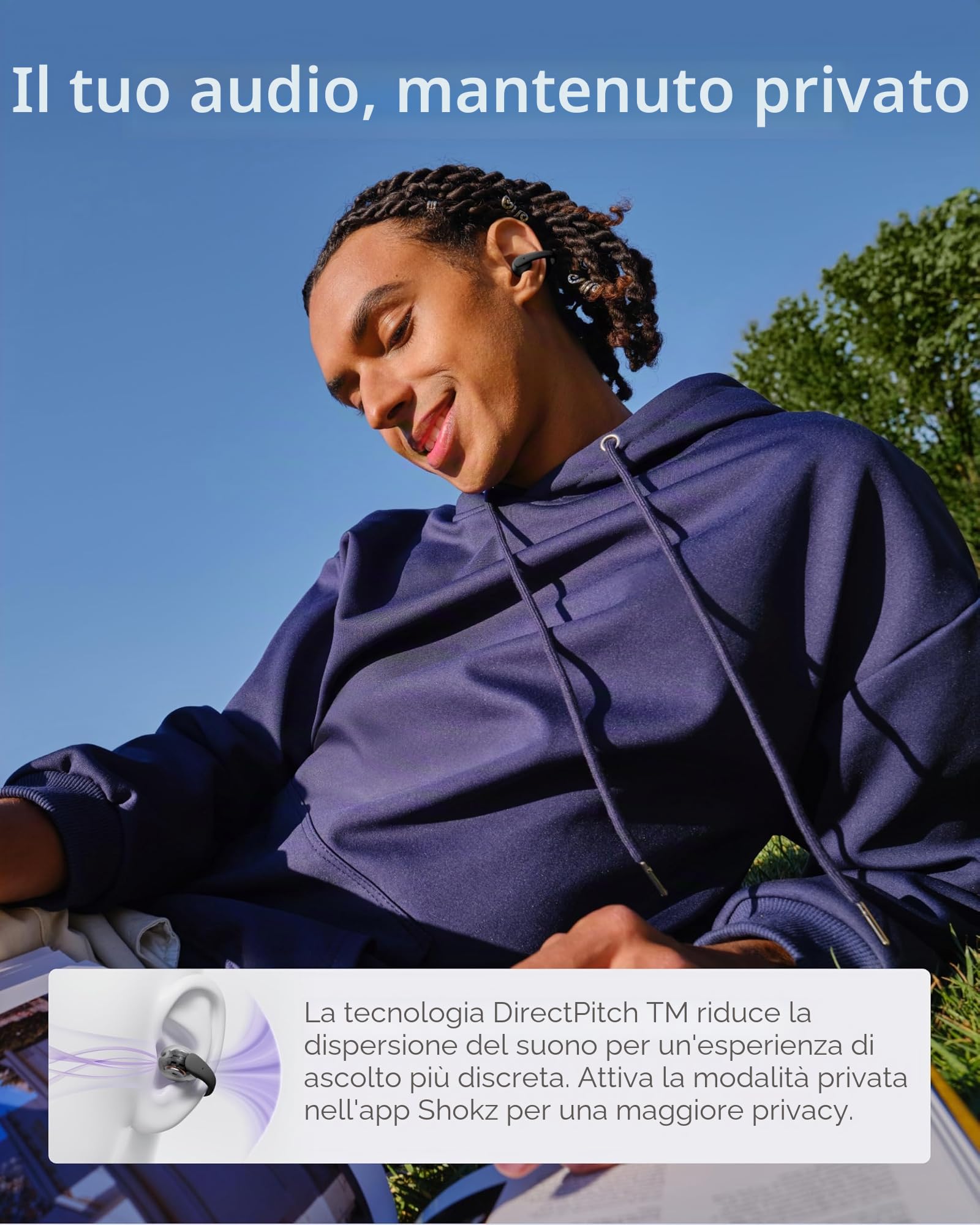 SHOKZ OpenDots Air cuffie open-ear clip-on, ultraleggere 6,3 g - Nero | bassi profondi, vestibilità sicura, 36 h di riproduzione, Bluetooth 6.1, riduzione rumore AI, IP55
