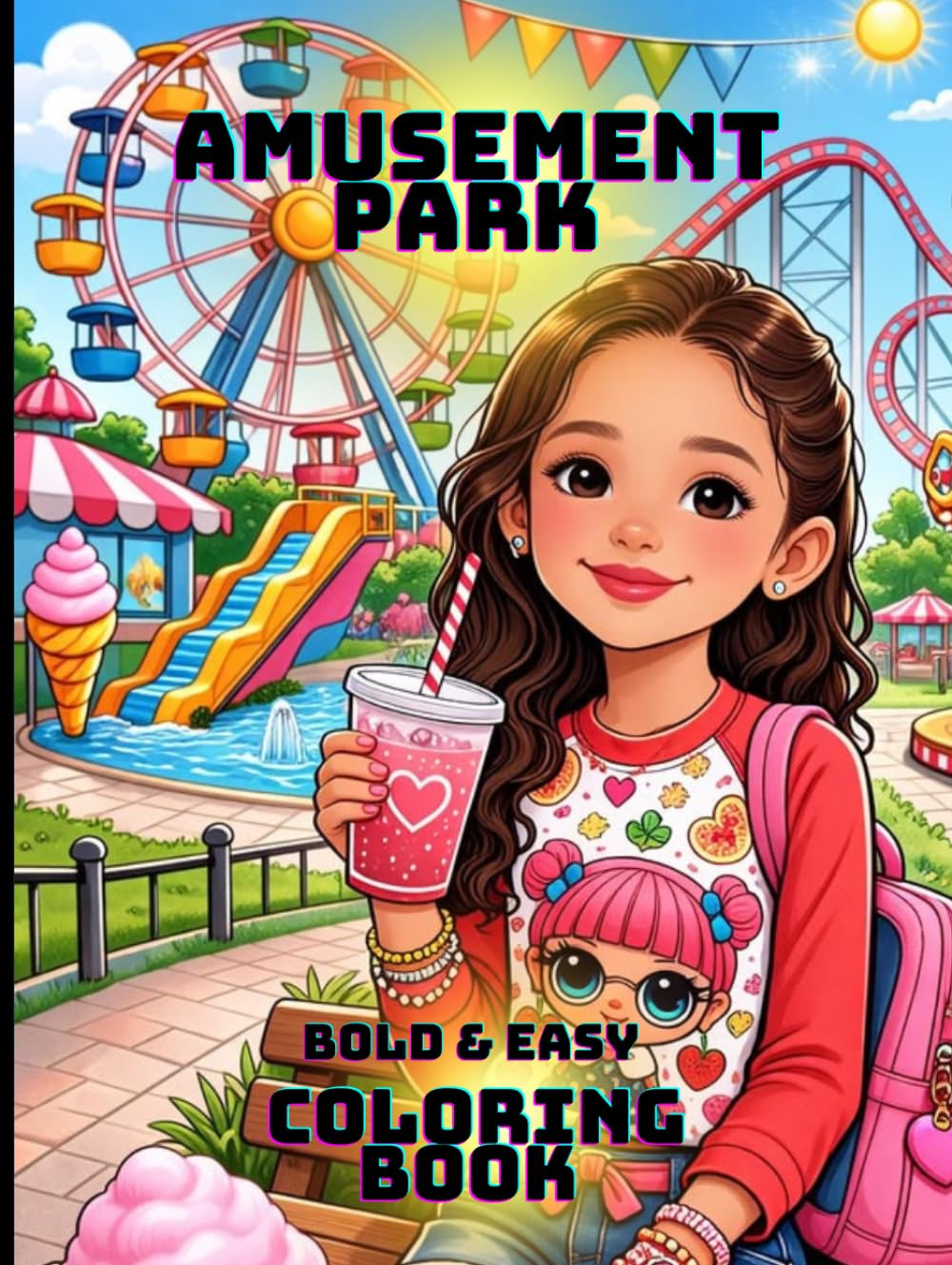 Amusement Park Bold and easy coloring pages: Relaxing & Stress relief coloring book