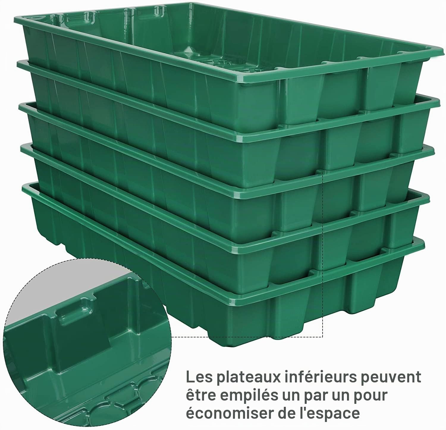 MIXC Mini Serre pour Semis,Lot de 5 Bac à Semis,200 Cellules Plateaux Semis Intérieure avec Dôme Ventilé et Base pour Démarrage des Graines, Vert