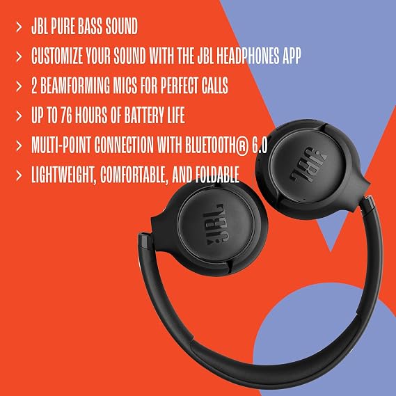 JBL Tune 530BT - On-Ear Bluetooth Headphones - Blue