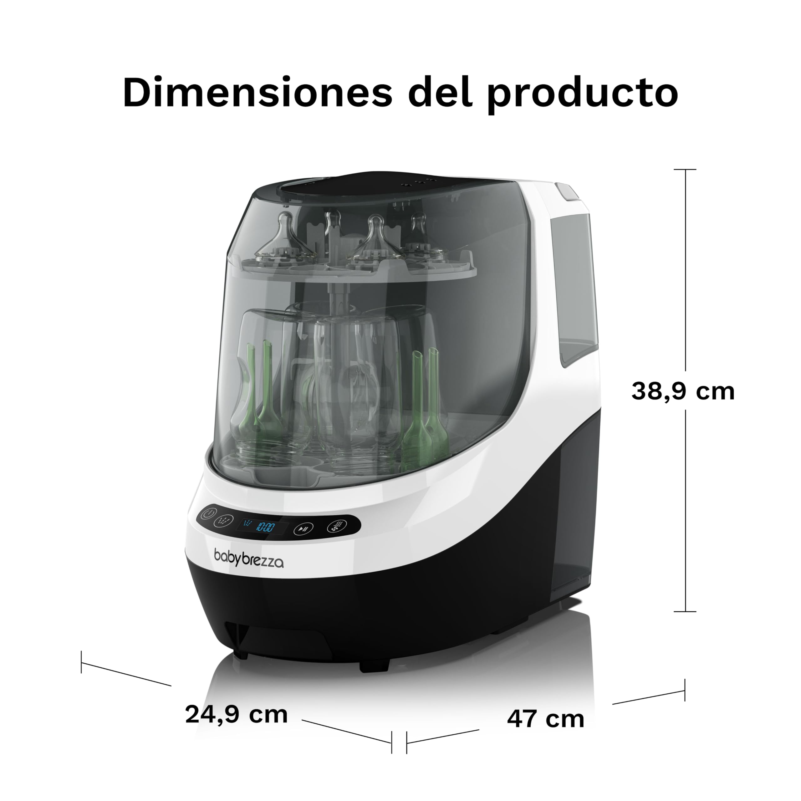 Baby Brezza Bottle Washer Pro - Lavavajillas Biberones - Limpia Biberones, Esteriliza y Seca - Esterilizador de Biberones Multifunción 6 Modos - Hasta 4 Biberones + Accesorios