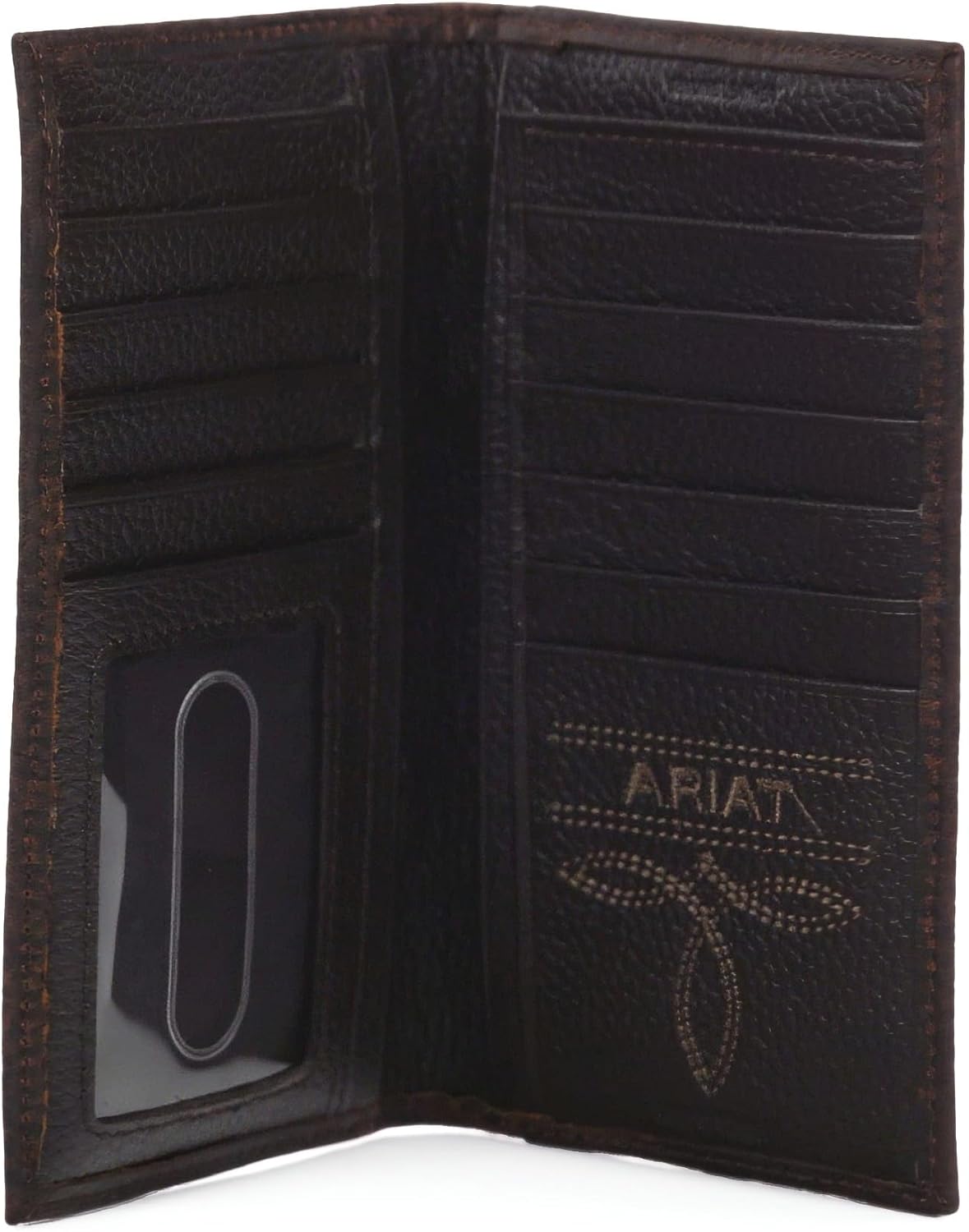 ARIAT Men's Logo Bifold Leather Wallet Brown One Size