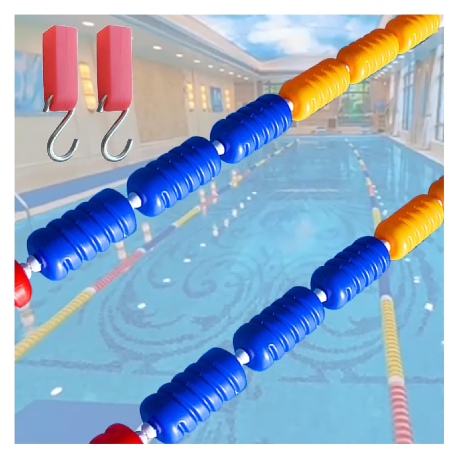Corde de piscine 55m de diamètre 6cm avec 5 flotteurs par mètre